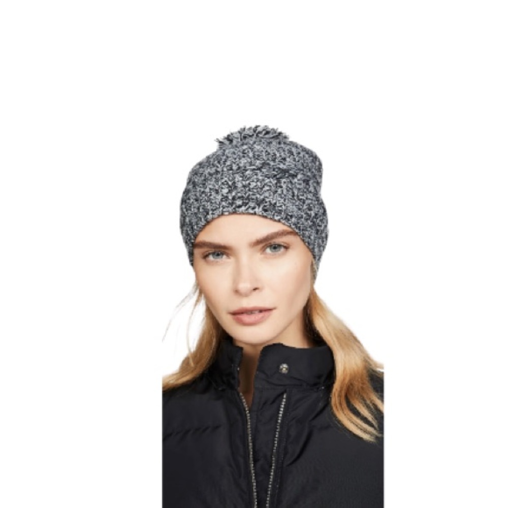 🆕 Rebecca Minkoff Marled Black Beanie Hat and Armwarmer Set - Women’s O/S